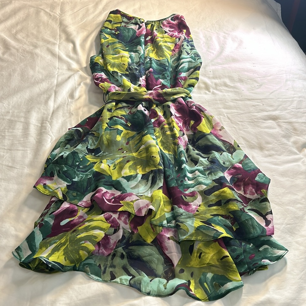 TAHARI Arthur Levine Ladies Sleeveless Floral Front Tie Dress size 8 - Picture 7 of 9